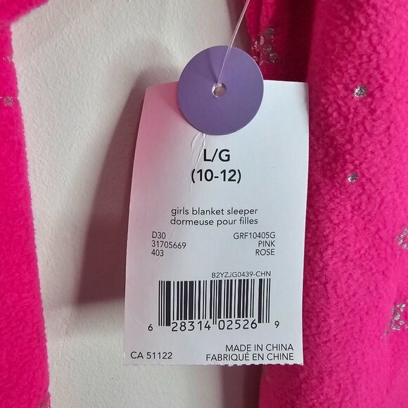 Girl's Onsie/Blanket Sleeper, Hot Pink, Galaxy Theme, Large (10-12) - Picture 8 of 10
